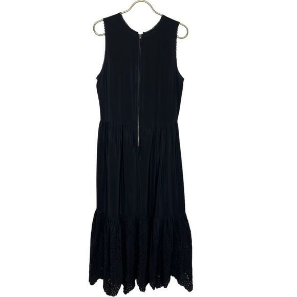 Ulla Johnson Oona Silk Eyelet Embroidered Dress in Raven Black Size 10 - Picture 8 of 11